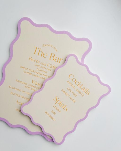 Custom Wedding Menu Ingrained Prints