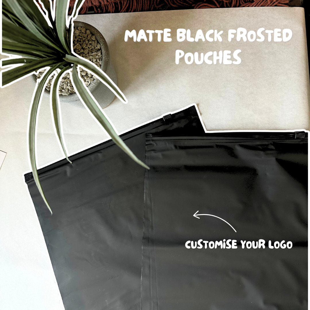 Printed Black Frosted Zip Lock Pouches Ingrained Prints