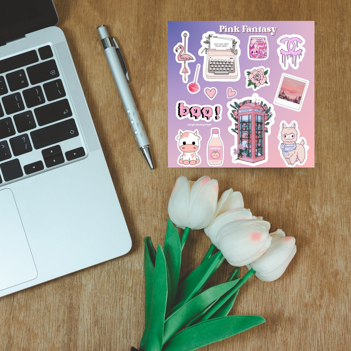 Pink Fantasy Sticker Sheet Ingrained Prints