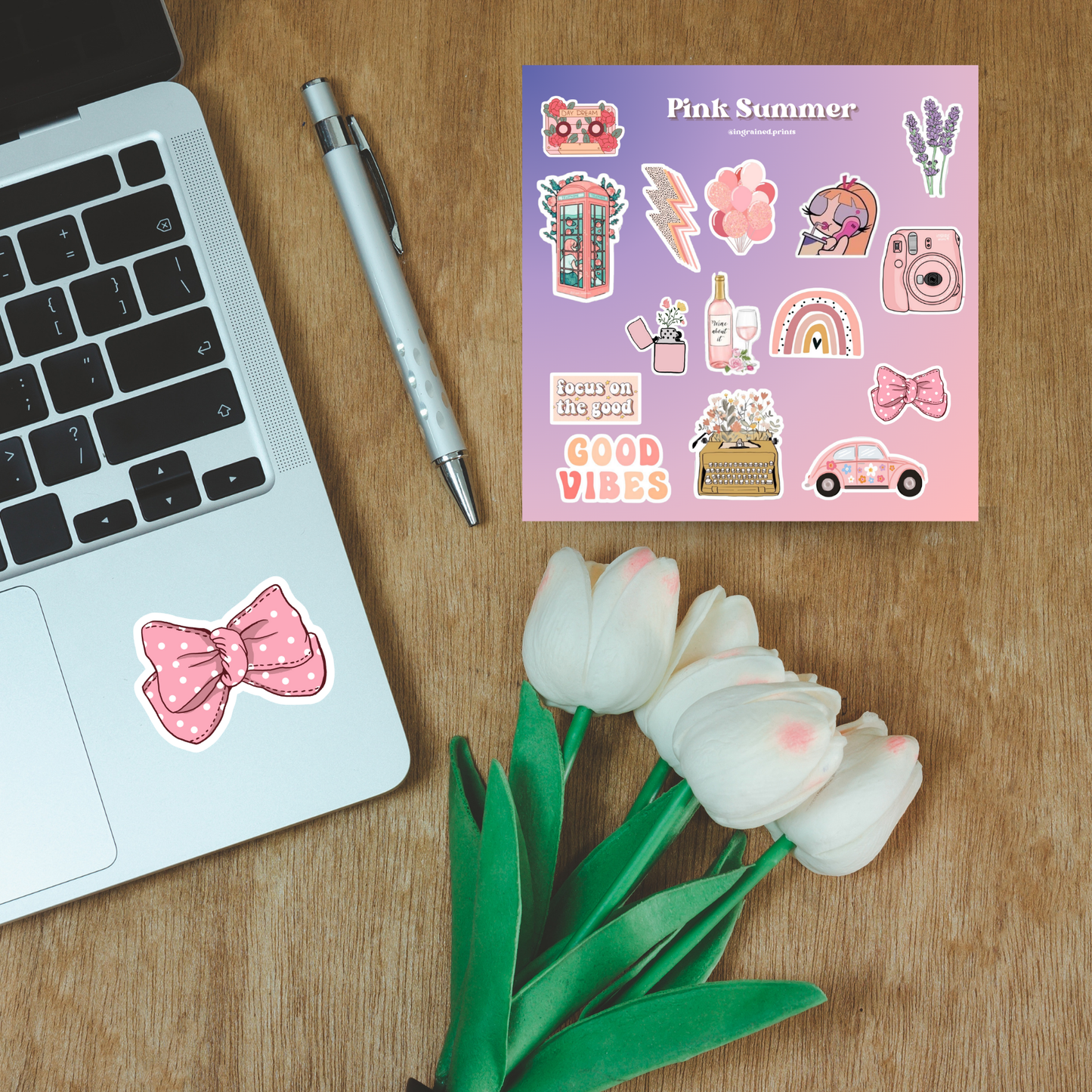 Pink Summer Sticker Sheet Ingrained Prints