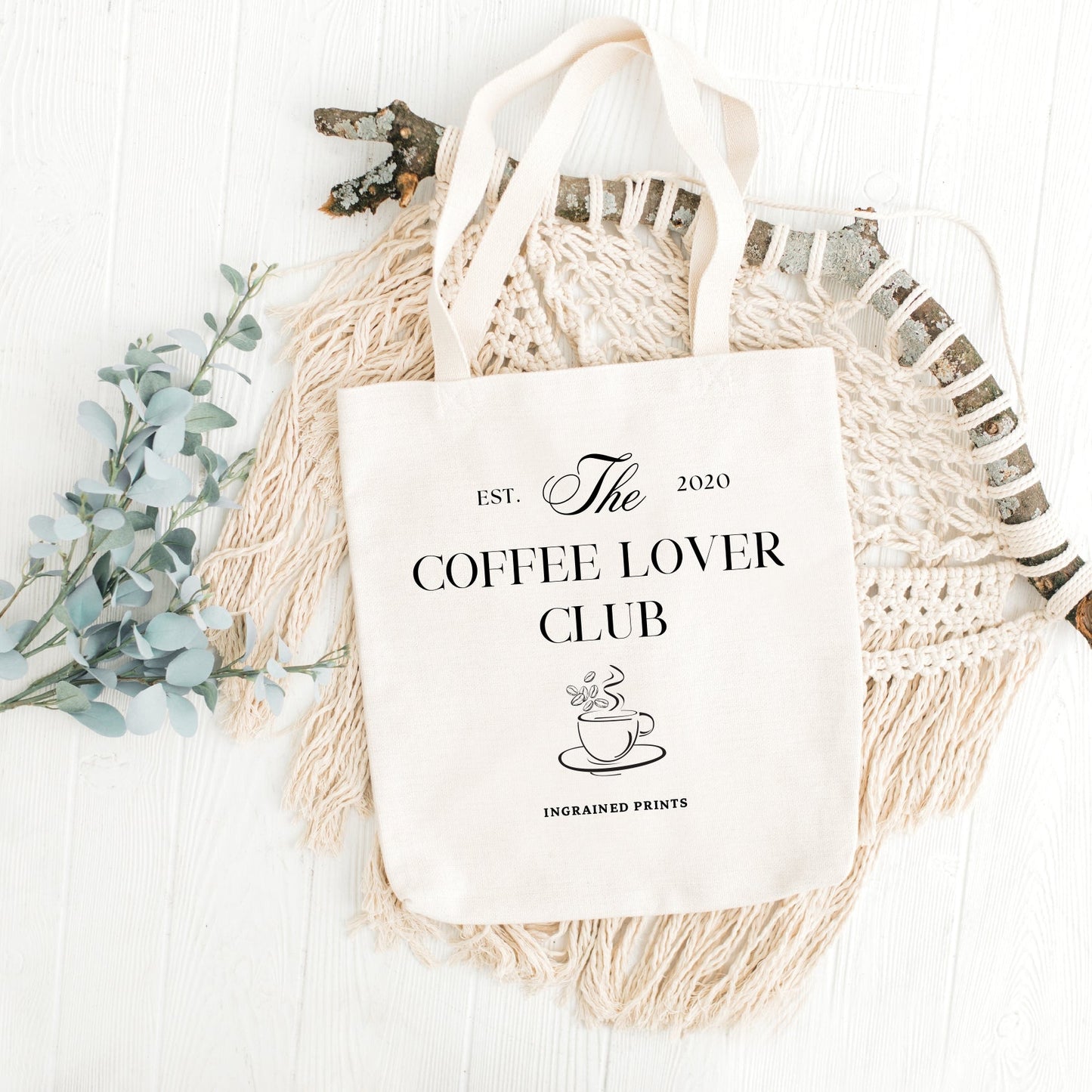 Coffee Lover Club-Tote Bag Ingrained Prints