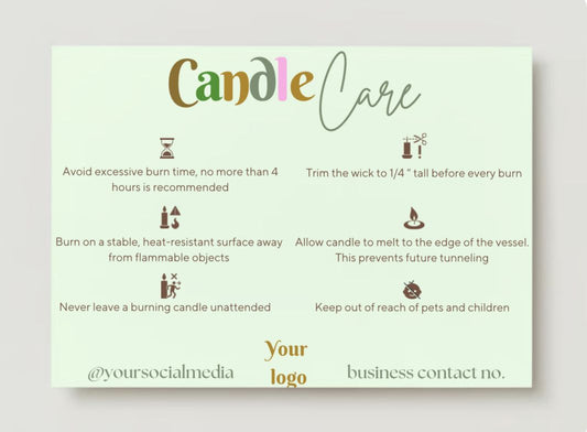 Candle Care Card Design #3 Ingrained Prints