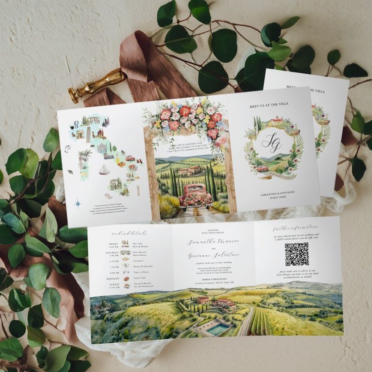 Wedding Itinerary Cards- 3 Folds Ingrained Prints