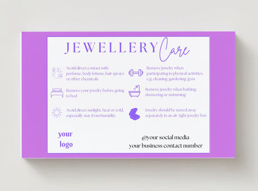 Jewelry Care Card Design #3 Ingrained Prints