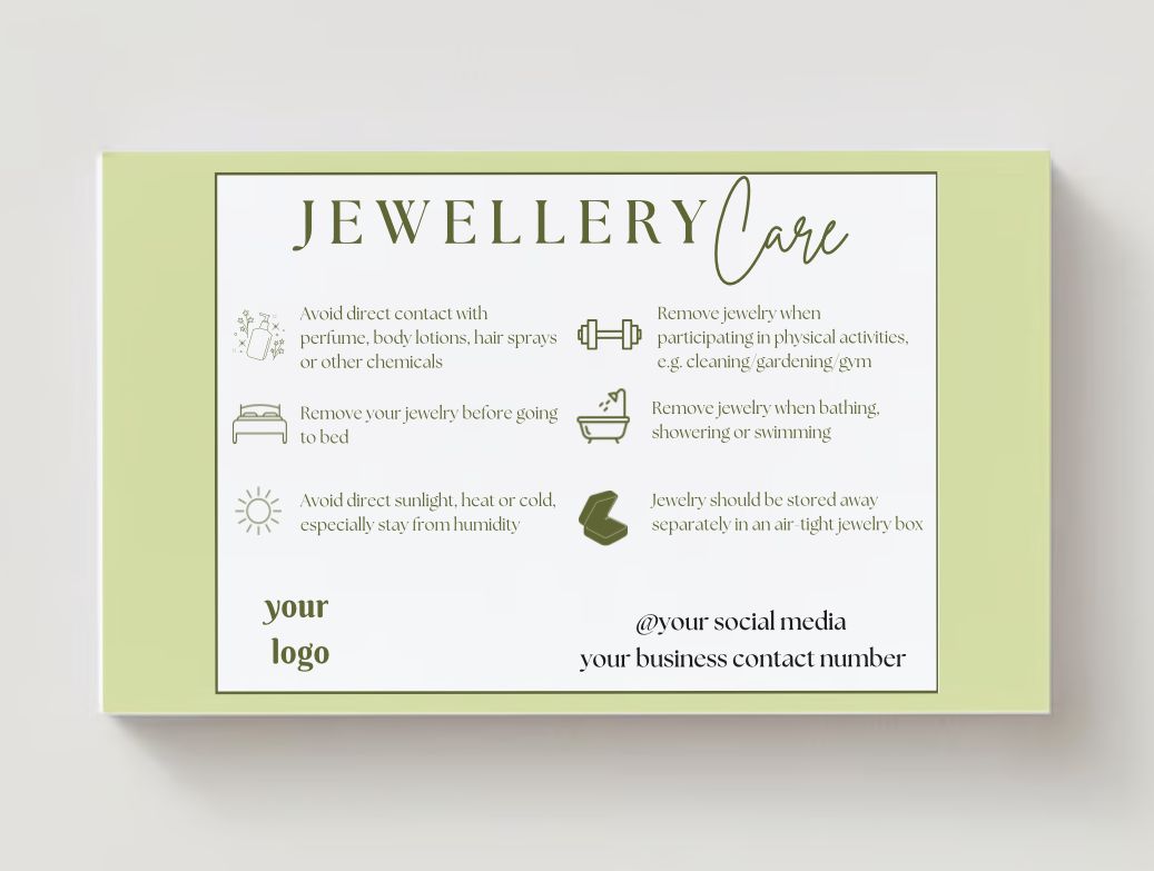 Jewelry Care Card Design #3 Ingrained Prints