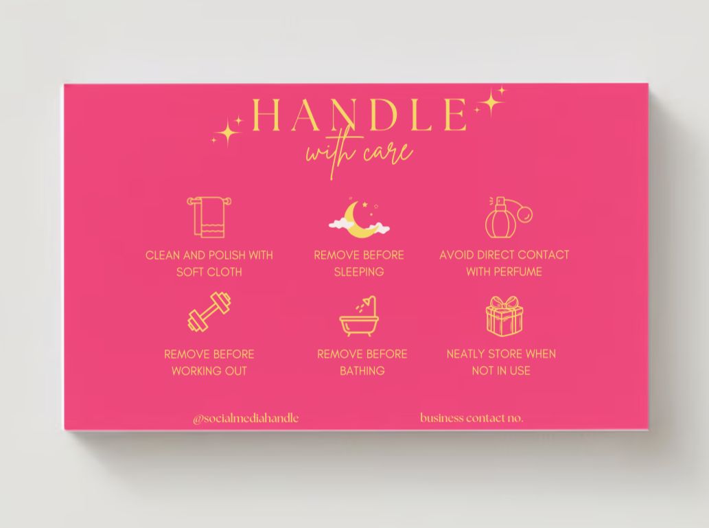 Jewelry Care Card Design #5 Ingrained Prints