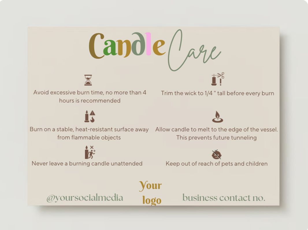 Candle Care Card Design #3 Ingrained Prints