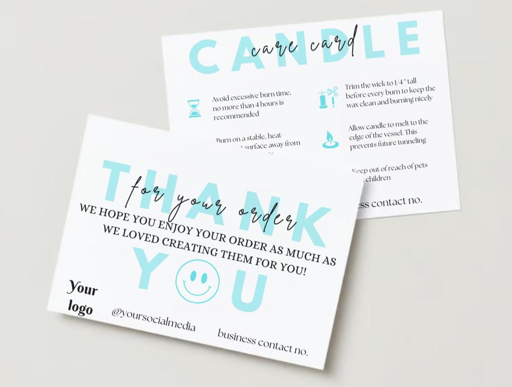 Candle Care Card Design #4 Ingrained Prints