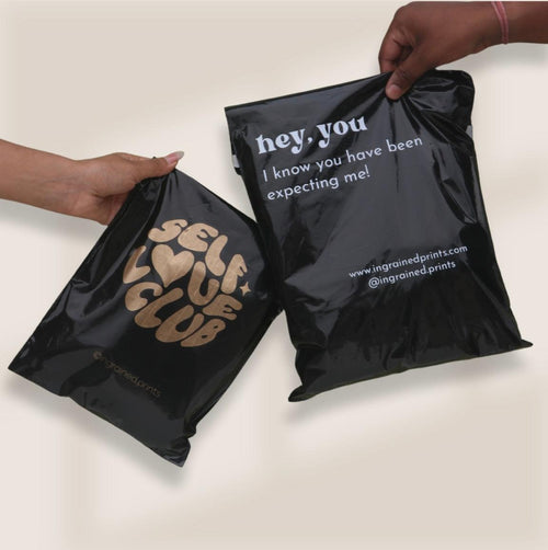 Printed Black Courier Bags - Ingrained Prints