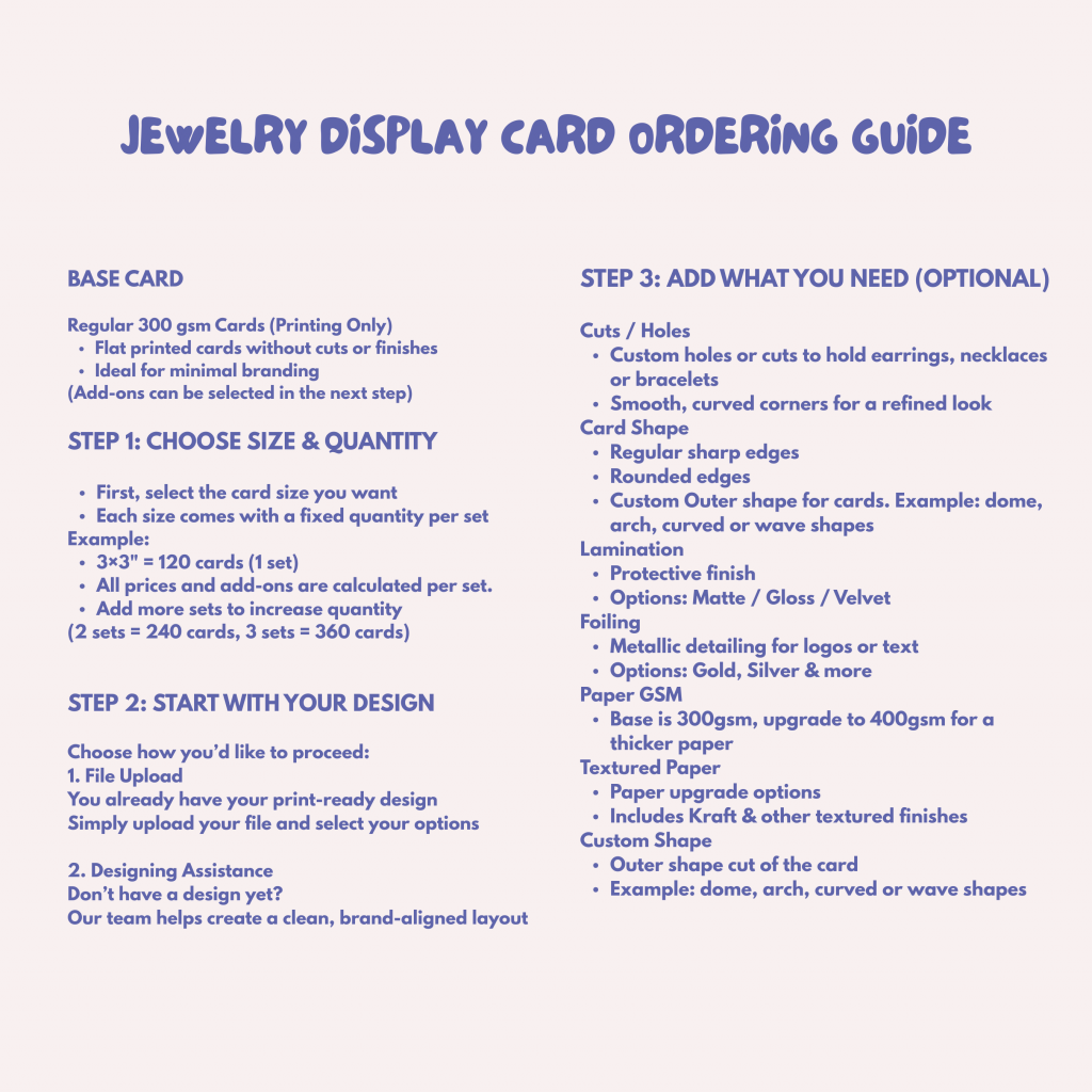 Custom Printed Jewelry Display Cards