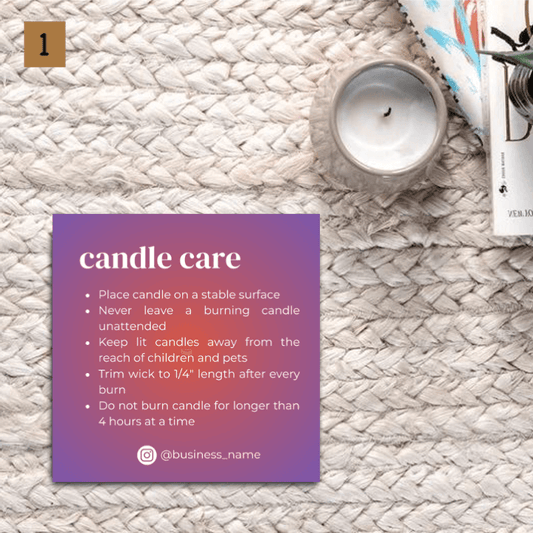 Candle Care Card Design #1 - Ingrained Prints