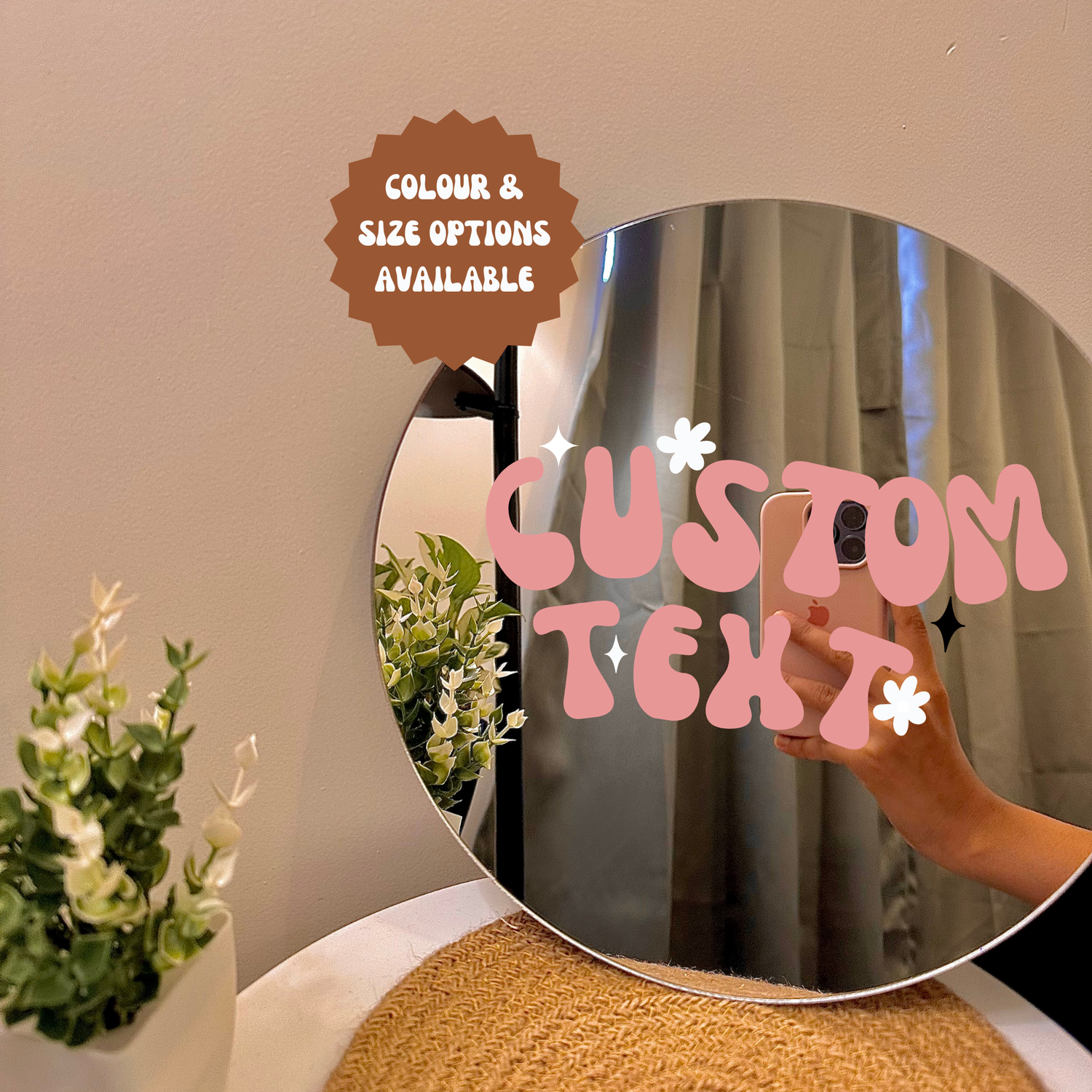 Custom Text Mirror Ingrained Prints