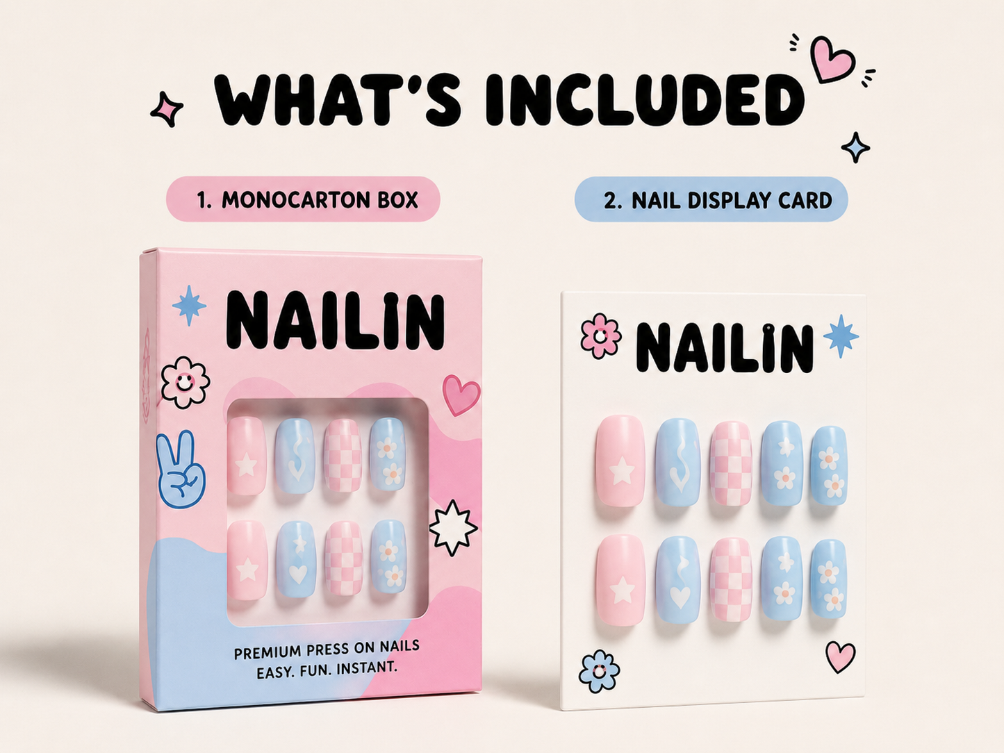 Custom Press on Nail Box + Card