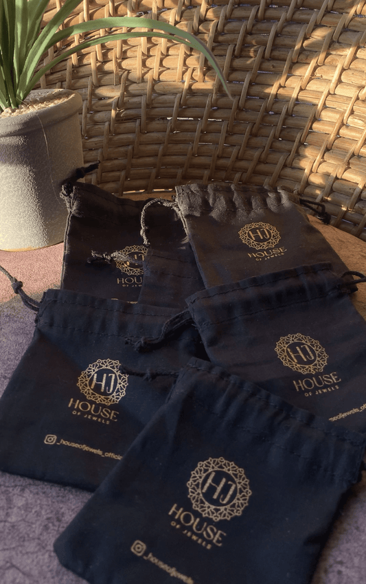 Printed Black Drawstring Bags