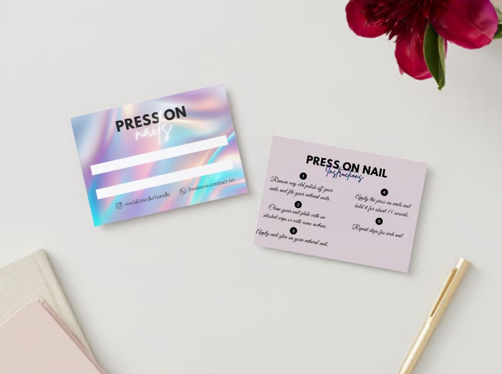 Display Card Design + Press on Nails Instruction #5 – Ingrained Prints