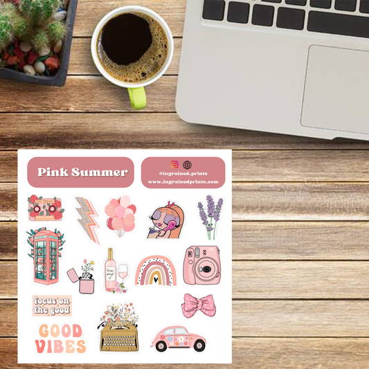 Pink Summer Laptop Sticker Sheet